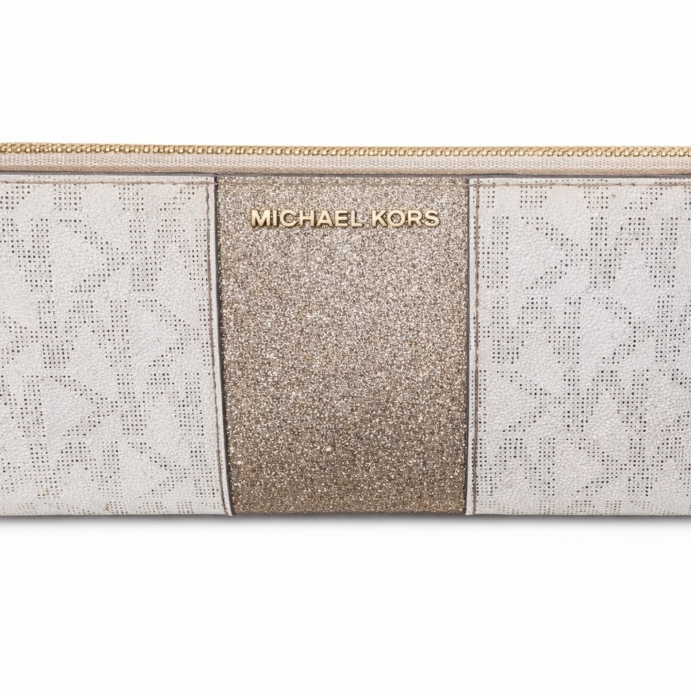 Michael Kors Gray and Gold Wallet with Signature MK Monogram - Picture 2 of 9